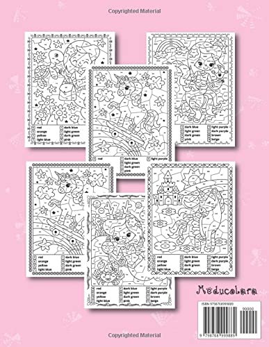 Color by Number Addition and Subtraction Mermaids and Unicorns: Math Coloring Book - Image 2