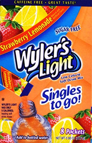 Wylers Light Singles to Go Drink Mix, Strawberry Lemonade, 8 count (Pack of 6)