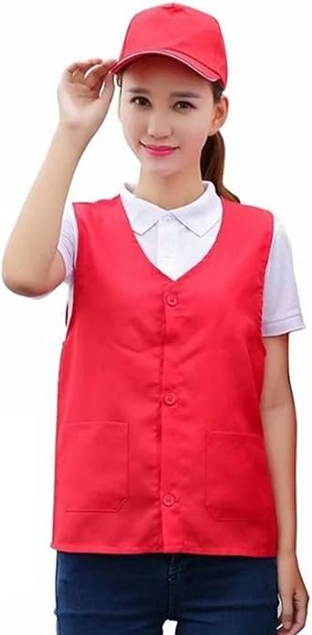 Adult Volunteer Activity Vest Jacket Supermarket Uniform Vests Clerk Workwear with Pockets