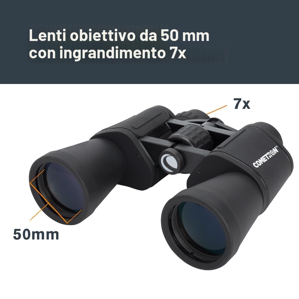 Celestron 71198 Cometron 7x50 Binocolo con prisma di Porro, Nero