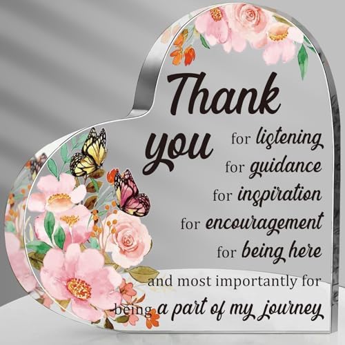 Thank You Gifts for Women, Men, Teacher, Acrylic Heart Sign Presents, Valentines Day Christmas Thanksgiving Appreciation, Birthday Gifts for Boss, Coworker Employee, Friends