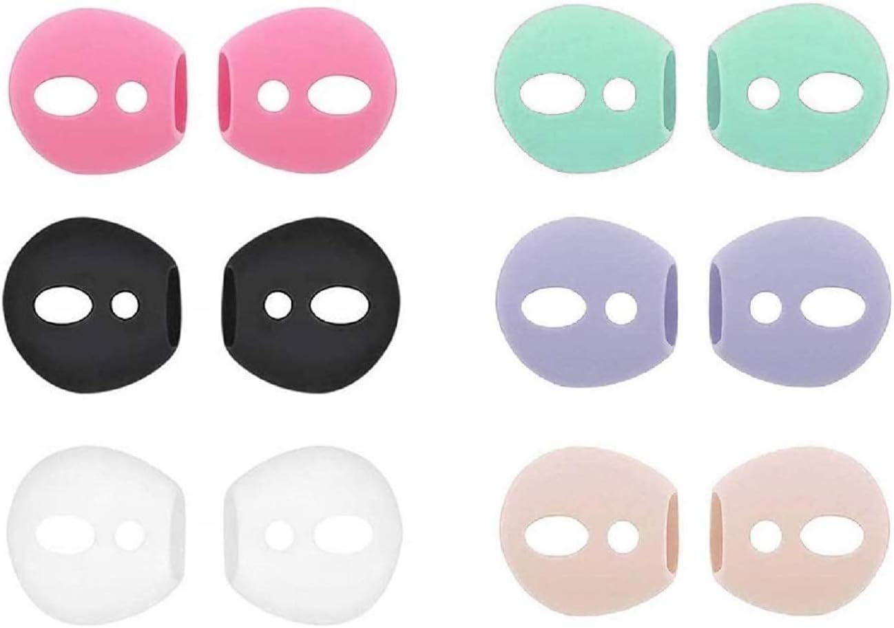 JNSA Fit in Case Airpods Tips Ear Skins AirPods Covers Compatible with AirPods 2 / AirPods 1 / EarPods, Ultra-Thin Anti-Slip Earbuds Silicone AirPods Ear Tips,6 Pairs 6 Colors