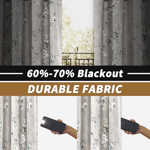 Floral Room Darkening Curtains for Living Room - Set of 2 Panels