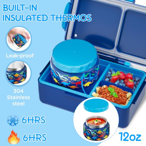 Image of Bento Lunch Box for Kids-3 Compartment Leak Proof Insulated Lunch Container