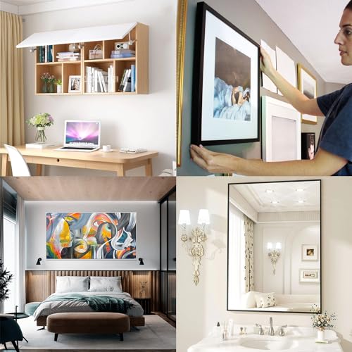 Image of French Cleat Heavy Duty, Aluminum French Cleat, Headboard Wall Mounting Brackets with Screws, Heavy Mirror Mounting Hardware (30 Inch-2 Pairs, Support 200 lbs)