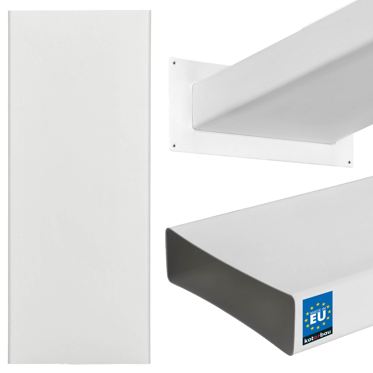 Kotarbau 50 Cm Kotarbau® Flat Duct 110 Mm X 55 Mm Ventilation Duct Made Of Plastic Length Efficient Flat Duct System For Optimal Ventilation Flat Duct Exhaust Duct Extractor White, 60 X 204 Cm