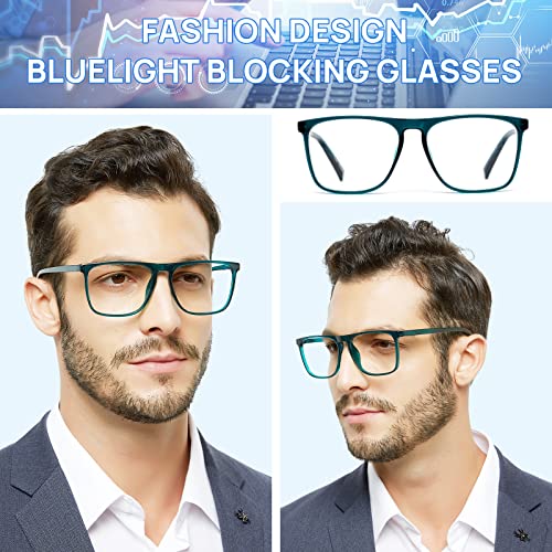 OCCI CHIARI Blue Light Blocking Reading Glasses +2.25 Men's Oversized Reading Glasses Rectangular Readers Glasses for Men Sturdy Hinge(Lake Blue,225) - Image 3