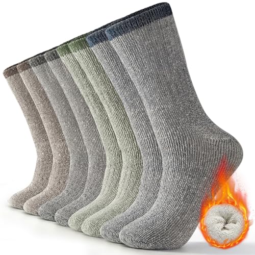 YANGTE Thermal Socks Mens Gifts for Christmas - 4-Pack Warm Wool Socks Thick Winter Socks for Men 9-12, Moisture-Wicking Boot Socks for Hiking, Walking & Daily Work, Comfortable Outdoor Sports Socks