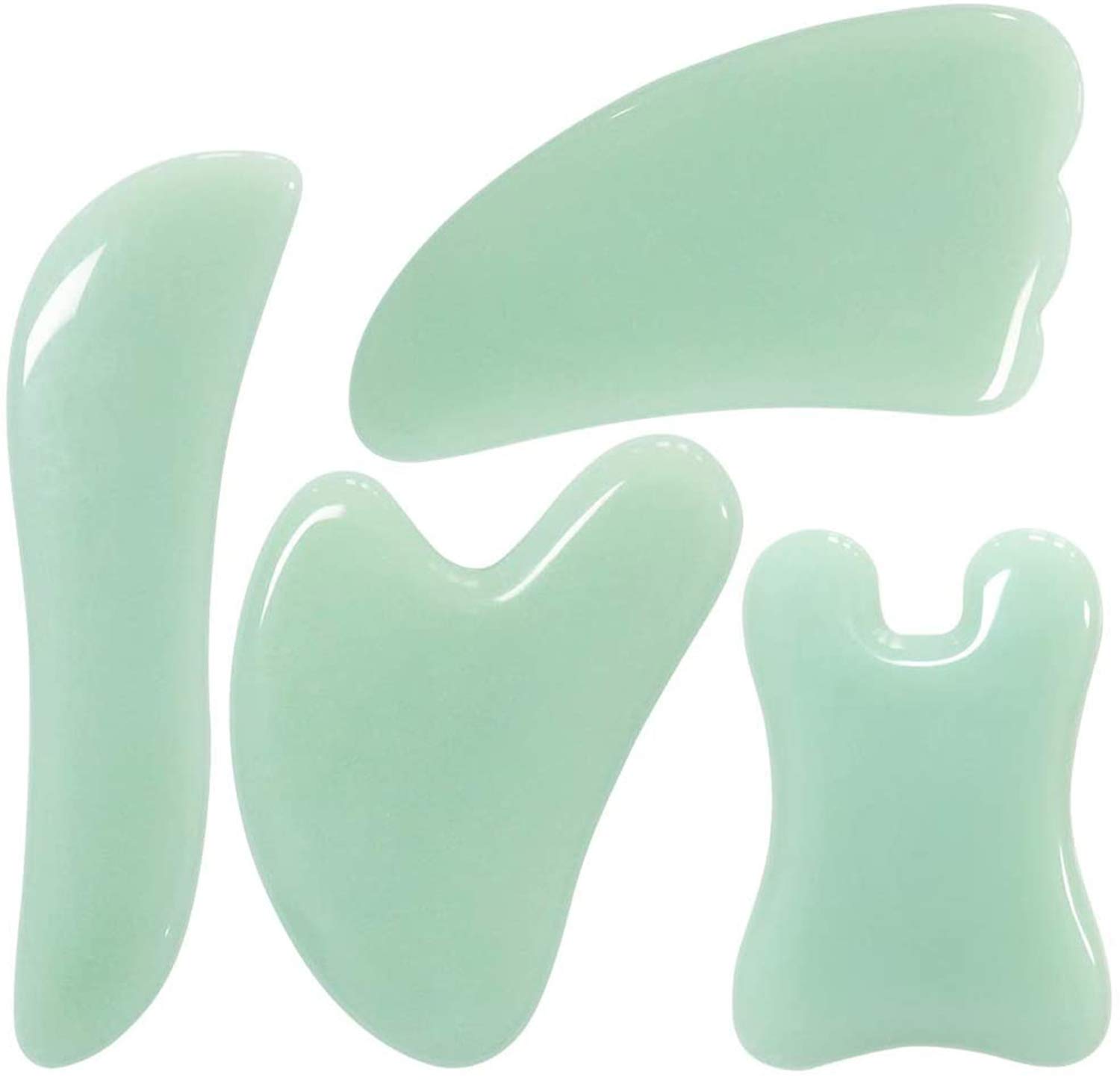 StarthiGuasha Scraping Massage Tool Jade Gua Sha Board Traditional Scraper Tool for Anti-Aging -Natural Stone Aventurine Guasha - for Silky Smooth and Beautiful Skin by Sandine 4 PCS