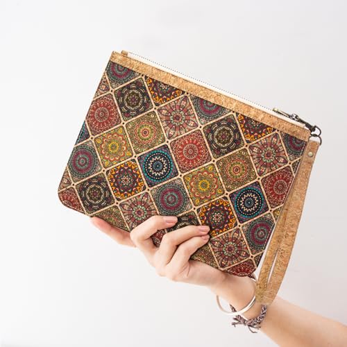 Image of boshiho Natural Cork Clutch Wristlet Wallet Cell Phone Card Holder Coin Purse Bag