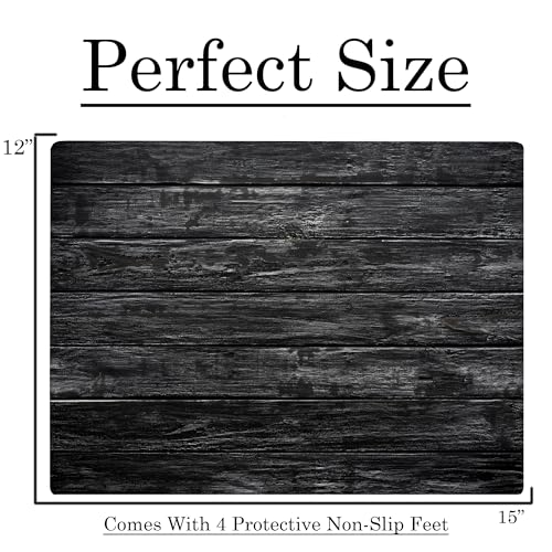 Tabla de Cortar de Vidrio Templado con Grano de Madera y Diseño Mármol para Cocina, Negro, 40,6 x 30,5 x 1,3 cm, Ideal como Regalo para Mamá o Esposa miniatura 3