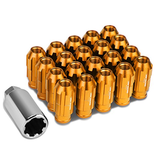 Image of DNA MOTORING LN-ZTL-9025-15-OR 20Pcs M12 x 1.5 Open End Style Wheel Lug Nuts w /Deep Drive Extension Adapter, 24mm OD /50mm H, Orange