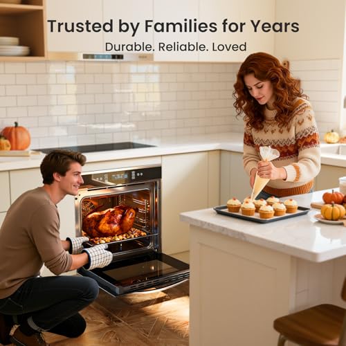Image of VIKIO HOME 24 inch Electric Single Wall Oven, 2.83 Cu.Ft (80L) Built in Oven, 240V 3220W, Touch Control with Safety Lock, 11 Cooking Functions for Smart Kitchen Life