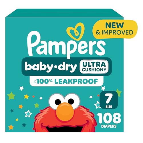 Pampers Diapers - Baby Dry - Size 7, 108 Count, Absorbent Disposable Infant Diaper (Packaging May Vary)