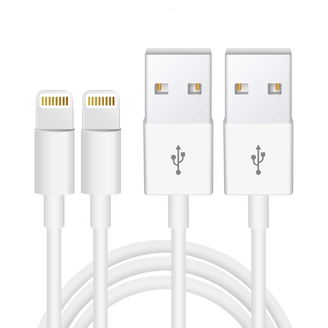 2Pack iPhone Lightning Cable [Apple MFi Certified] Charger Cable Compatible iPhone 12 11 Xs, Xs Max, XR,X,8,7,6,6 Plus, SE, 5s,5c,5,iPad Mini/Air/Pro Original Certified (White 3.3FT/1M)