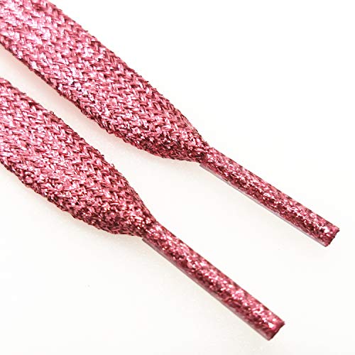 Glitter Shoe Laces (2 Pairs 45\") Sparkly Shiny Flat Shoelace for Sneakers Canvas Athletic Girls\' Cheerleading Shoes