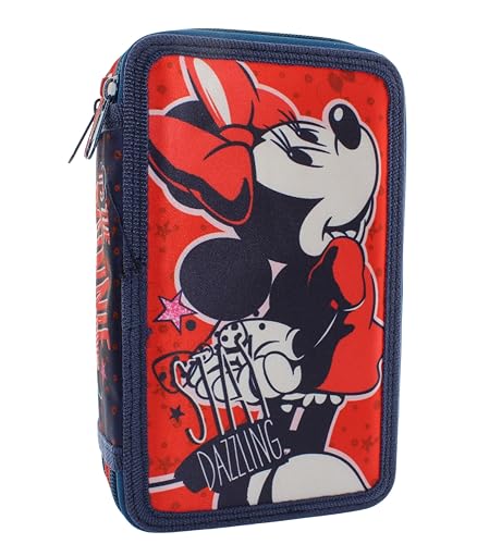 il megastore dei giocattoli e Giochiamo Trousse complète triple 3 compartiments 2024-2025 - Trousse triple compartiment avec 3 fermetures éclair, Minnie 2, Trousse à 3 fermetures éclair pour