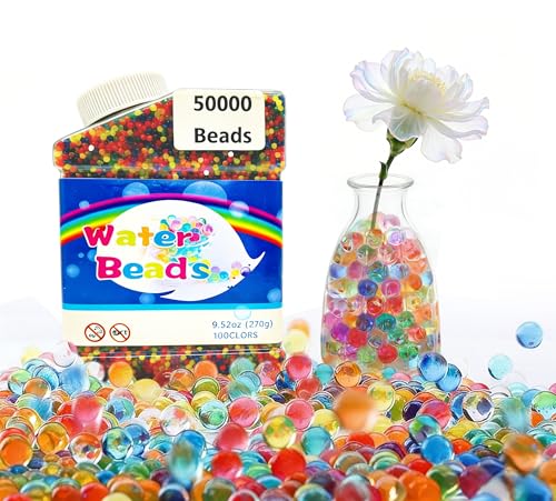 50000 Pcs Colorful Water Beads Water Gel Jelly Beads for Vase Filler Floating Candles Wedding Centerpiece Floral Arrangement Christmas Decoration Home Office Party Plant Decor