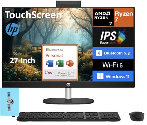 Image of HP 27 Business All-in-One 27 inch FHD (AMD Ryzen 7 7730U, 32GB DDR4, 1TB PCIe SSD, AMD Radeon, Win 11 Home) w /MS 365 Personal, DKZ USB Port Expander