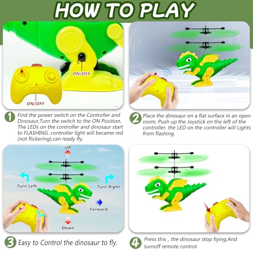 Ynybusi Rc Helicopter Dinosaur Toys for Kids 8+, 2.4GHz Flying Toy with LED Lights, Indoor/Outdoor RC Helicopter Drone, Cool Stuff Boys Gifts - Image 5