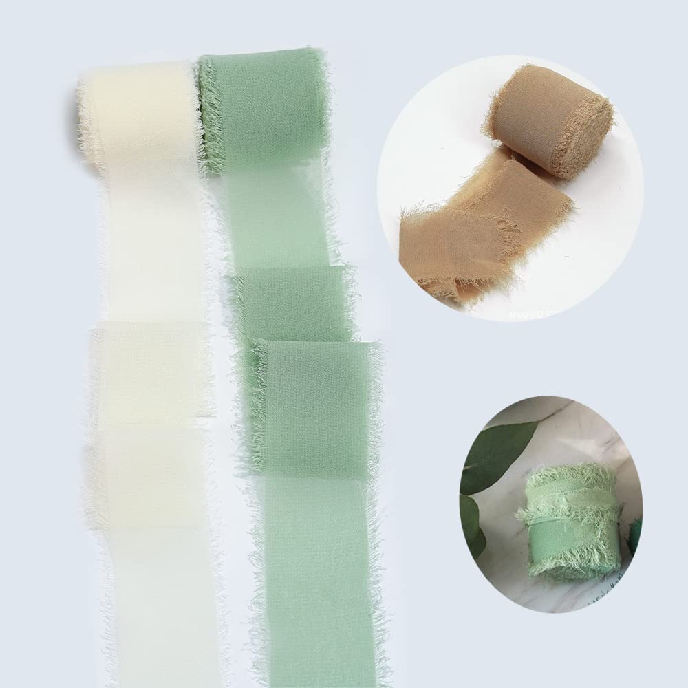 Zasvec Ruban En Mousseline De Soie 4 Rouleaux Ruban Cadeau De