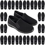 20 Pack Bulk Tennis Shoes for Homeless Men, Women, Summer, Winter | Black House Shoes for Guests Bulk Washable Sizes S, M, L