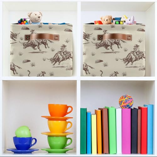 Image of Aslsiy Storage Basket Bull Rodeo Cowboy Nursery Bins Baby Box Canvas Clothes Shelf Basket Laundry Hamper 1 Pcs