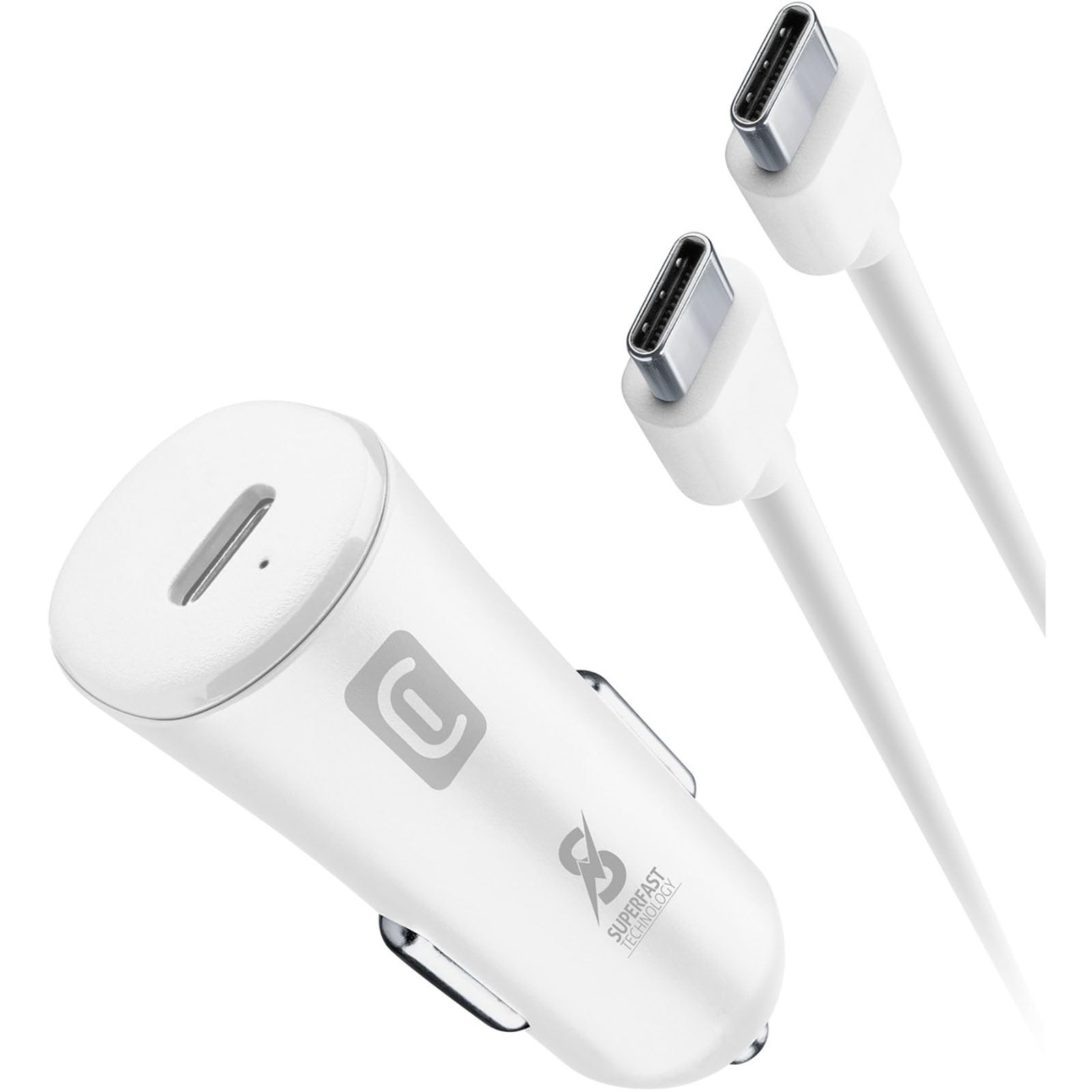 Cellularline - Caricabatterie da Auto per Accendisigari 12/24V Uscita USB-C 20 - Super Fast Car Power Kit 25W - USB-C to USB-C - Compatibile Samsung Dedicato - Cavo 100cm USB-C to USB-C Incluso