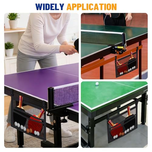 Image of Ping Pong Paddle Holder, Hanging Mesh Storage Bag for Table Tennis Rackets & Balls, Under Table Organizer with Adjustable Straps, Fits Pickleball Paddles