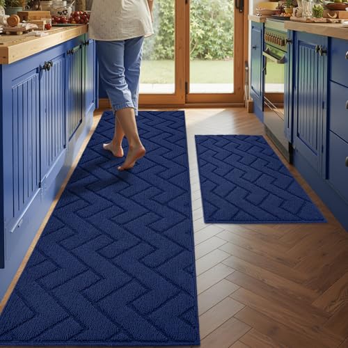Image of hicorfe Kitchen Runner Rug,24 inchx71 inch+20 inchx32 inch Kitchen Set,Non-Slip Kitchen Mat