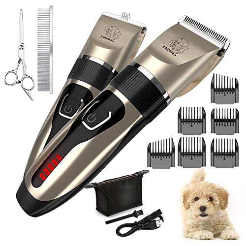 Lugarts Dog Clippers for Grooming, 2 in 1 Dog Grooming Kit, Cordless Dog Trimmer for Small and Big Dogs, Cats, Rabbits, Suitable for Trimming Pet Hair on Back, Head, Paw, Ear, Face and Rump-Black