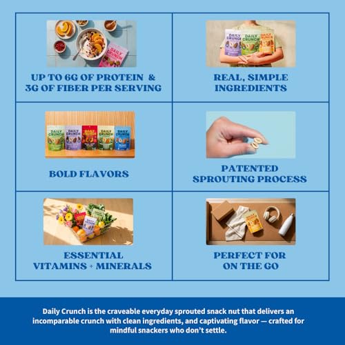 Image of Daily Crunch Sprouted Almonds and Dehydrated Nuts for a Unique Crunch, Keto Friendly, Non-GMO Zero Seed Oils, Gluten Free, 4oz (2 Pack, Sea Salt)