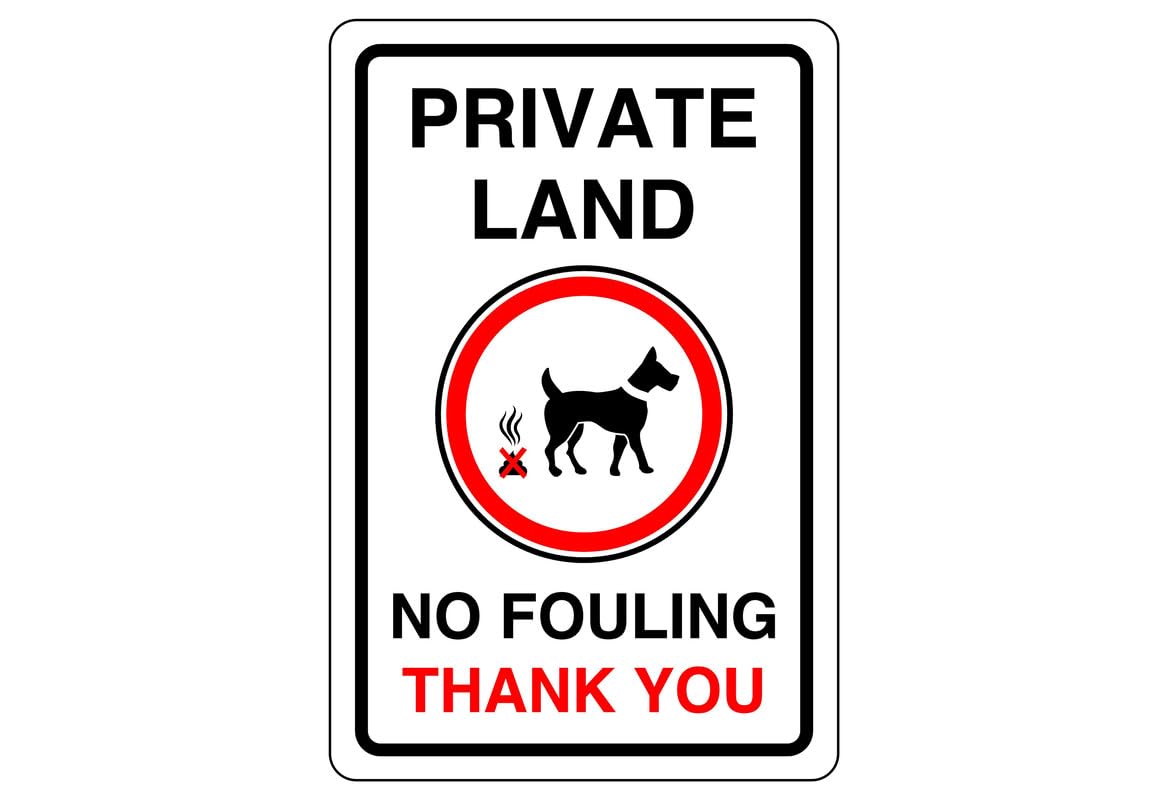Safety First Display Ltd White/Black Private Land No Fouling Thank You - High Tack Self-Adhesive Sticker (200Mm X 150Mm) Viewing Distance Within 5M.