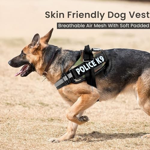 Image of Berlin's PET ACCESSORIES Police K9 Dog Harness with Leash, Dog Vest with Handle, Reflective Adjustable No-Pull Harness for Dogs Heavy Duty Nylon, for Training, Patrol, Hiking (Black, Small (5-12Kg))