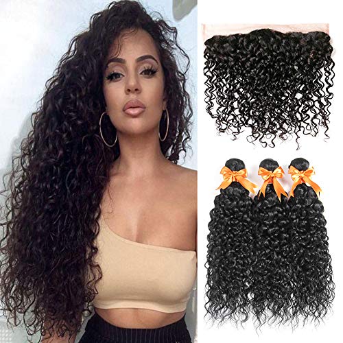 Full Wig Short Wigs Machine Wigs Non Lace Front Human Hair Wigs with Bangs,100% Brazilian Virgin Human Hair Pixie Cut Wigs for Black Women (water bundles, water 16 18 20 with 14 frontal)