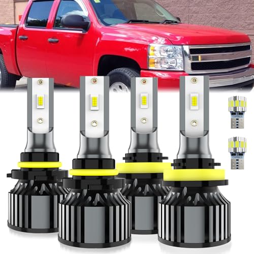 Image of For Chevy Silverado 1500 2007-2022 & Silverado 2500 3500 2008-2022 Light Bulbs, Integrated Hi-Lo Beam And License Plate Light Combo, Plug-and-Play Installation, 6 Pack