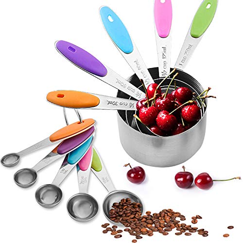 Measuring Cups and Spoons Set Of 10 Colorful Measuring Cups Stainless steel Liquid Measuring Cups and Dry Measuring Cup Set Pyrex measuring Cups First Choice For Kitchen Baking