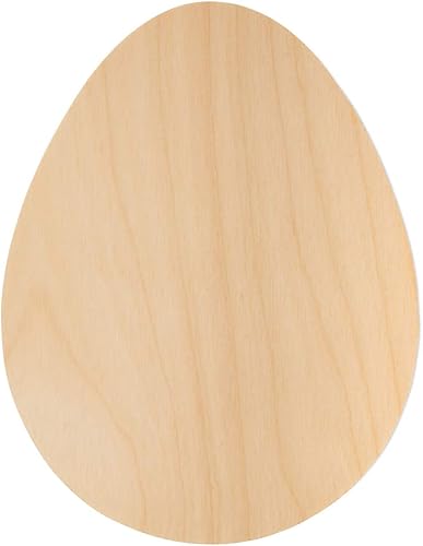 Huevos de Pascua de madera recortados de 7 x 5.5 x 1/8 pulgadas, bolsa de 5 recortes de madera sin terminar, madera de abedul, proyecto de bricolaje