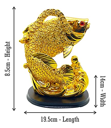 Image of Fengshui Exclusive Medium Size Polyresin Golden Arowana Fish Showpiece for Office Decor, Home Decoration (AF-2564)