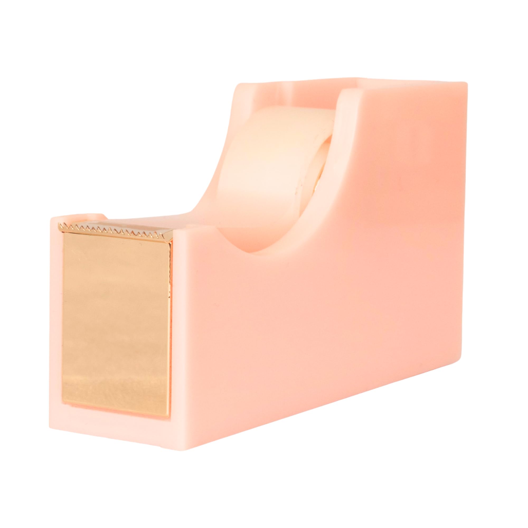 BLU MONACO | Acrylic Tape Cutter Dispenser for Desk | Cute Tape Dispenser Desk with Heavy Duty Base | Pastel Pink Desktop Tape Holder for Office Home