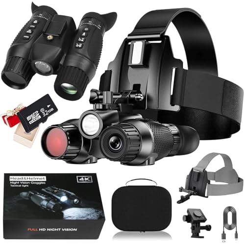 Binocolo Visione Notturna con Effetto Visione 3D Zoom Digitale 8X Digitale Infrarossi Raggio Visivo di 1640ft Visore Notturno Vivavoce NGV per Casco per Adulti Campeggio Caccia 32G Scheda(black)