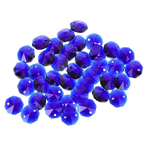 jojofuny 40 Piezas Cuentas Octogonales De Doble Agujero. Talón Cuentas Grandes Largo Pequeño Cuentas Para Hacer Joyas Decoración Azul Rosario Cuentas Sueltas Elegantes Cristal De Vidrio