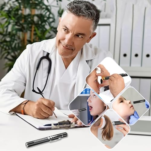 Image of TecoKart Rechargeable Pen Torch for Doctors & Nurses Dual Yellow & White Light Beams for Oral Eye Ear Nasal & Pupil Examinations Compact & Portable (Black)