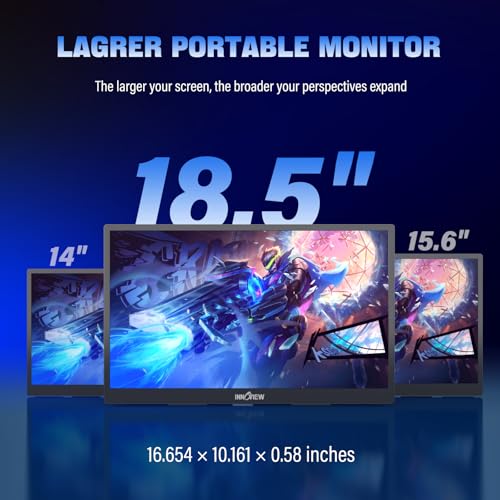 Image of InnoView 2K Portable Monitor for Laptop 18.5 inch 2560x1440p QHD 120Hz 100% sRGB USB-C Standard HDMI Gaming Monitor,HDR Travel External Second Screen for Laptop, PC, Game Consoles