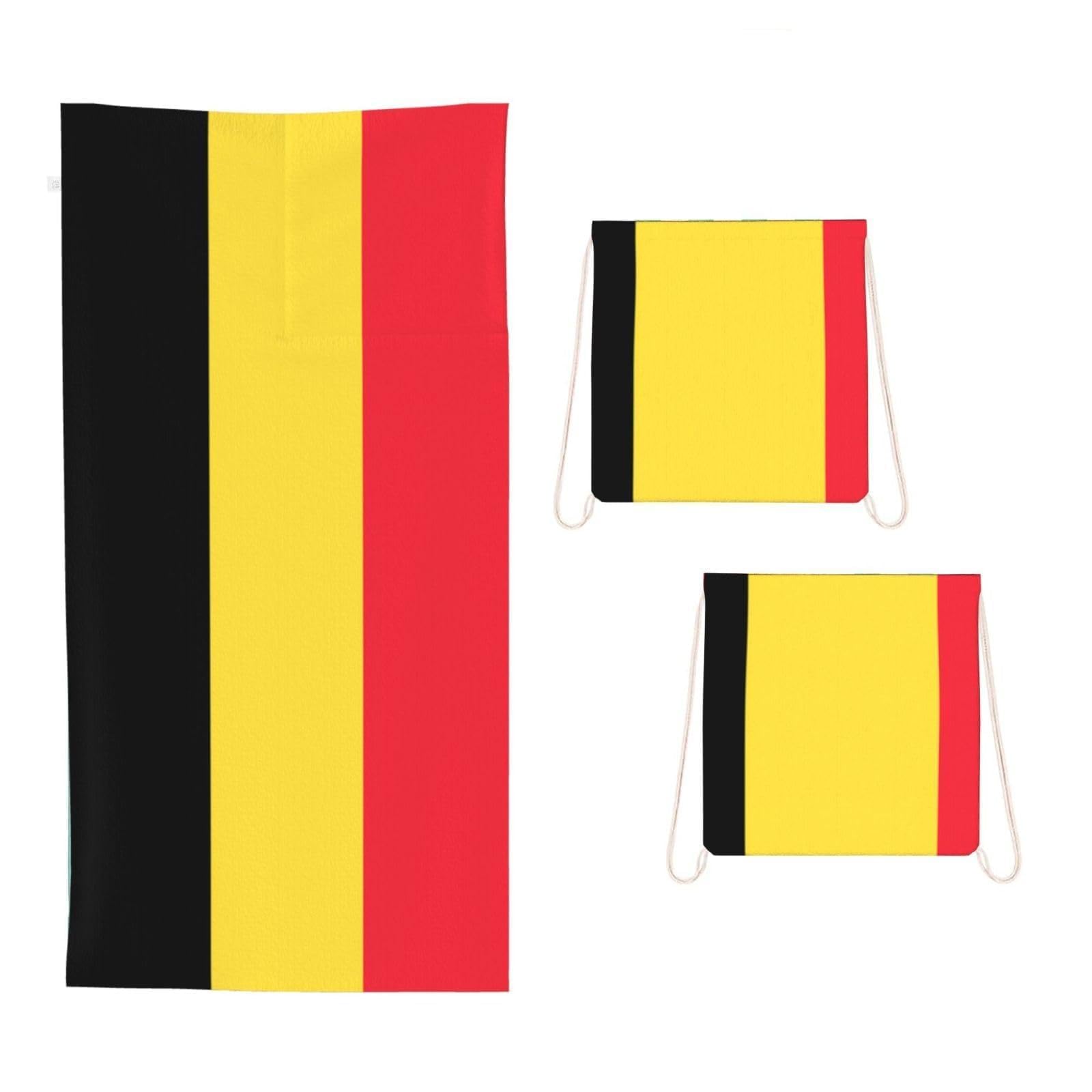 CNTDBU Flag of Belgium 2 in 1 Packable Towel Bag-Large Beach Towel with Stuff Sack, Super Absorbent Microfiber Travel Towel for Pool