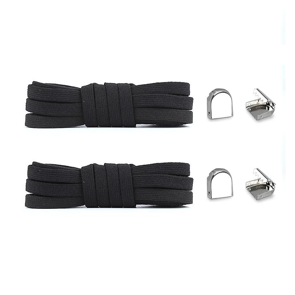 2 pares de cordones elásticos sin atar para tenis, cordones planos elásticos sin atar, cordones planos ajustables con cordones de metal — view 9