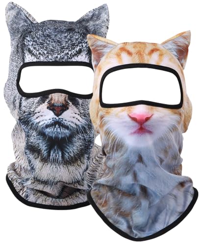 Image of 3D Cat Ski Balaclava Sheisty Face Mask with Ears Cute Animal Ski Mask for Music Festivals Raves Party Outdoor Activities