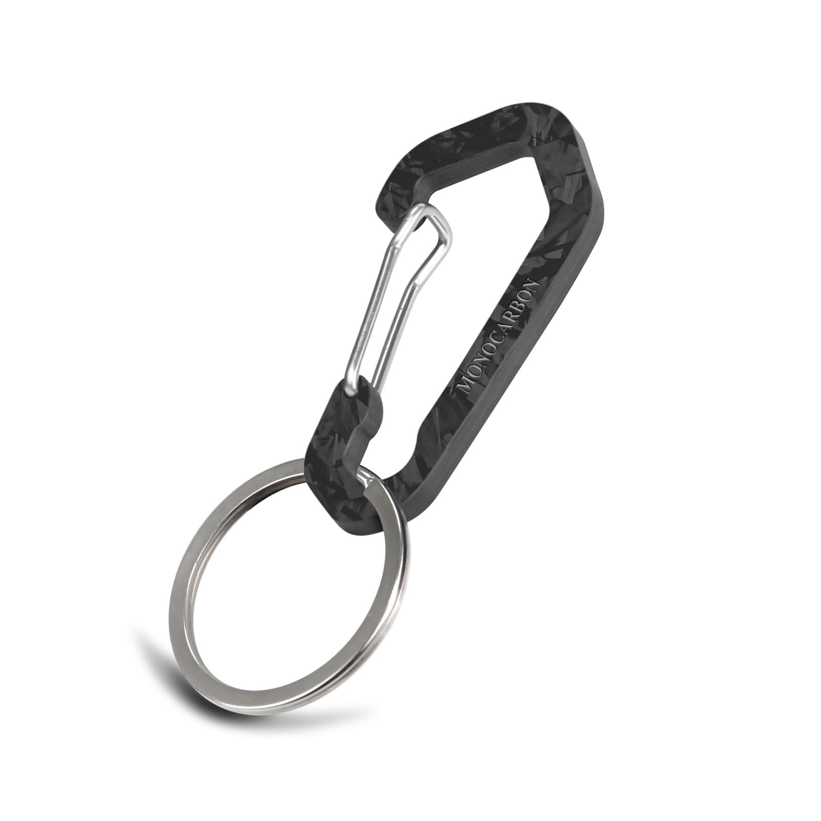 MONOCARBON Real Carbon Fiber Keychain Clip with Ring,Low Profile Luxury Key Carabiner for Men Car Key,Best EDC Keychain Gift for Husband