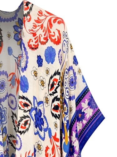 Image of Breezy Lane Women's Kimono Cardigan Summer Swimsuit Coverups Beach Cover Up with Floral Print for Vacation
