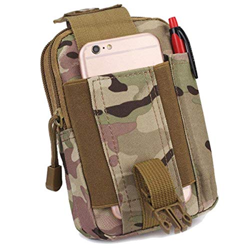 Image of Kraptick Multi-Purpose Water Resistant Waist Bag with Dual Compartment, Waist Bag Mobile Phone Holder, Waist Pack for Men, Women Camping Hiking Pouch (CP Camouflage)